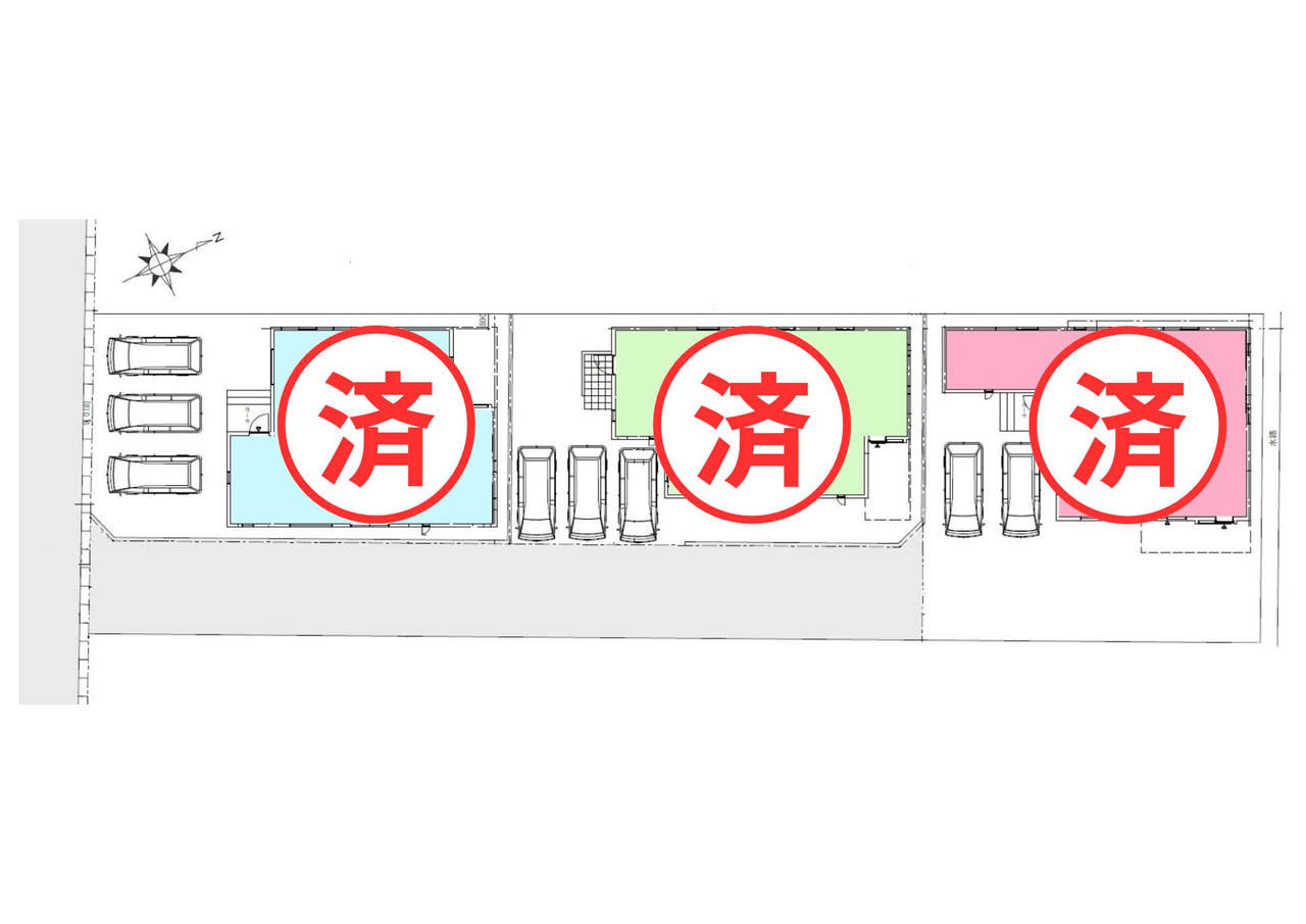 沖縄市大里 新築分譲住宅全３棟申込状況最終更新日：2026.3.23