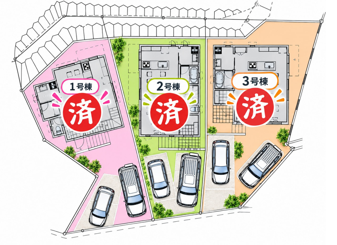 宜野湾市嘉数 新築分譲住宅全３棟申込状況最終更新日：2026.7.24